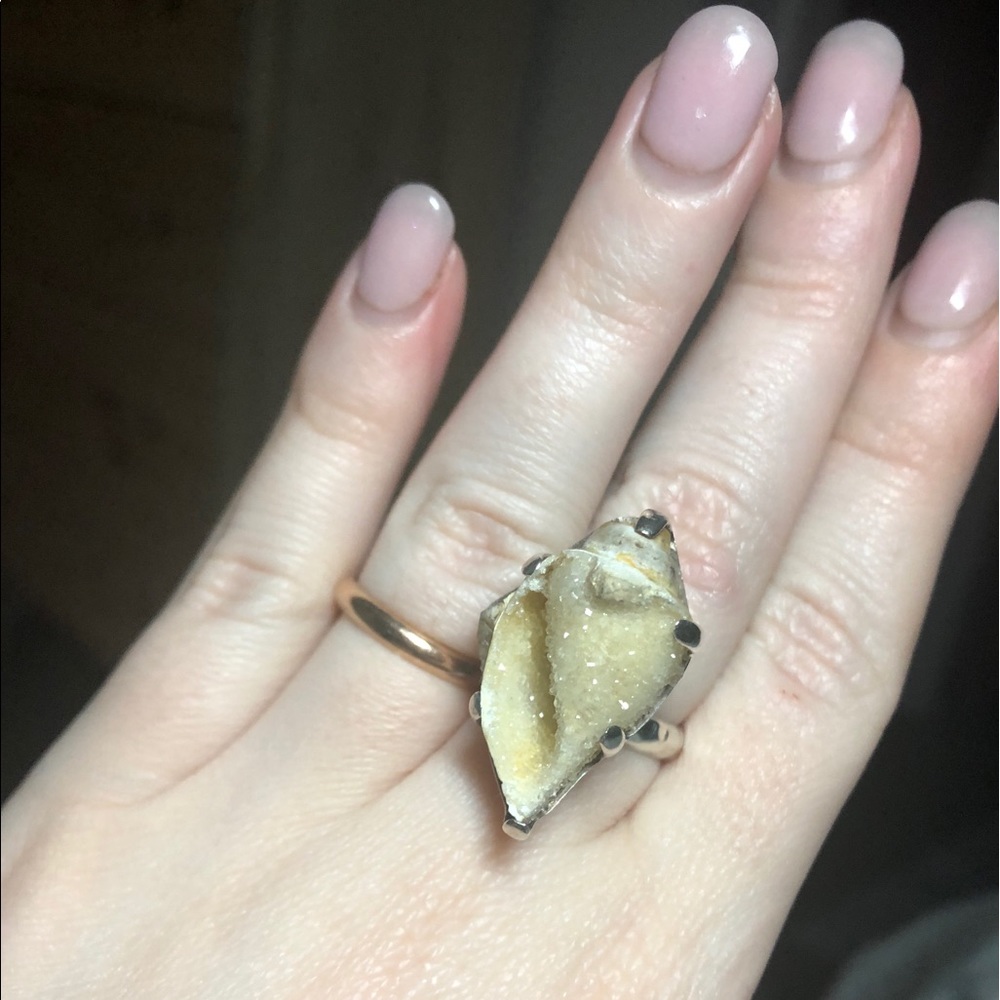 Unique druzy fossilized shell ring 🐚✨